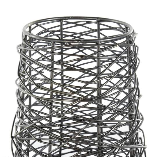 Black Abstract Intertwined Wire & Solid Metal Vase